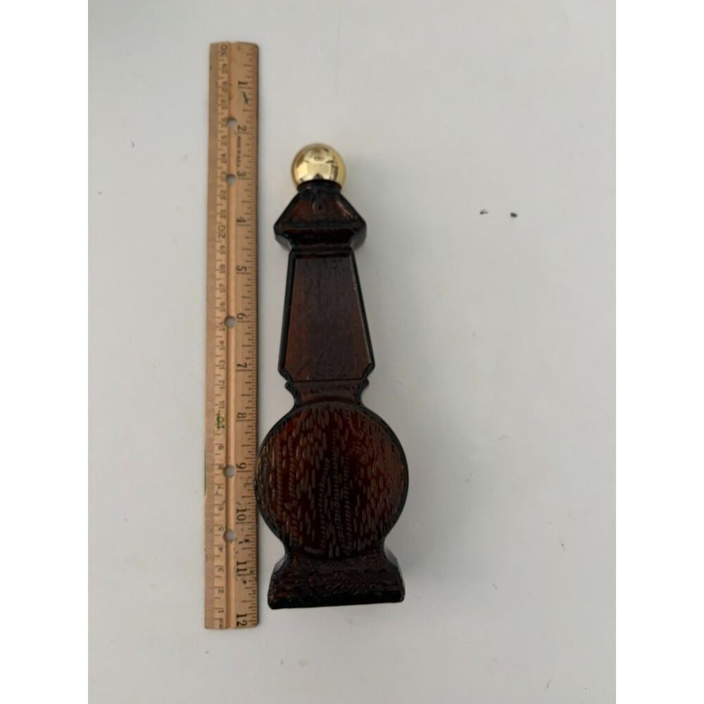 Vtg Avon amber glass clock tower after shave bottle
